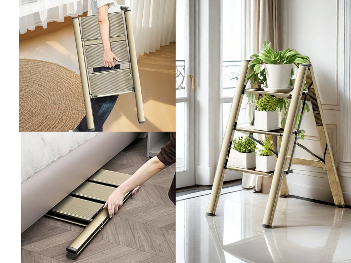 3-level ladder, aluminum alloy ladder, folding ladder, wide anti slip pedal, portable ladder with a weight capacity of 300 pound - V.I.P Digital Presence