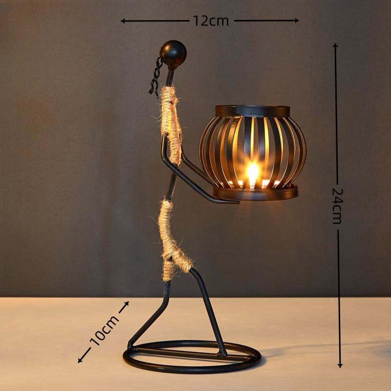Wrought Iron Candle Holder Decorative Piece - European Style Restaurant Dining Table Ambiance Light Candlestick Home Metal Artware - V.I.P Digital Presence