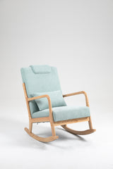Rocking Chair Upholstered Fabric Rocking Armchair Indoor with High Backrest Glider Chairs and Lumbar Pillow for Living Room - V.I.P Digital Presence