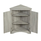 Oak Triangle Bathroom Storage Cabinet with Adjustable Shelves, Freestanding Floor Cabinet for Home Kitchen - V.I.P Digital Presence