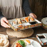 Dumpling plate sushi plate round square plate with soy sauce and vinegar partitioned snack plate ceramic plate for home use - V.I.P Digital Presence
