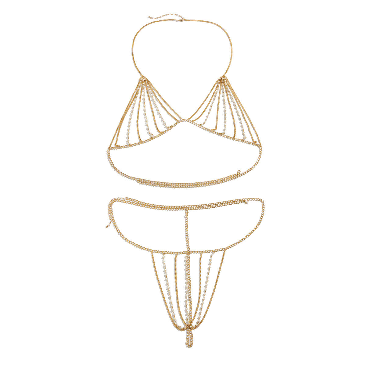 Exaggerated pearl chain bikini bra body chain sexy and fashionable body chain - V.I.P Digital Presence
