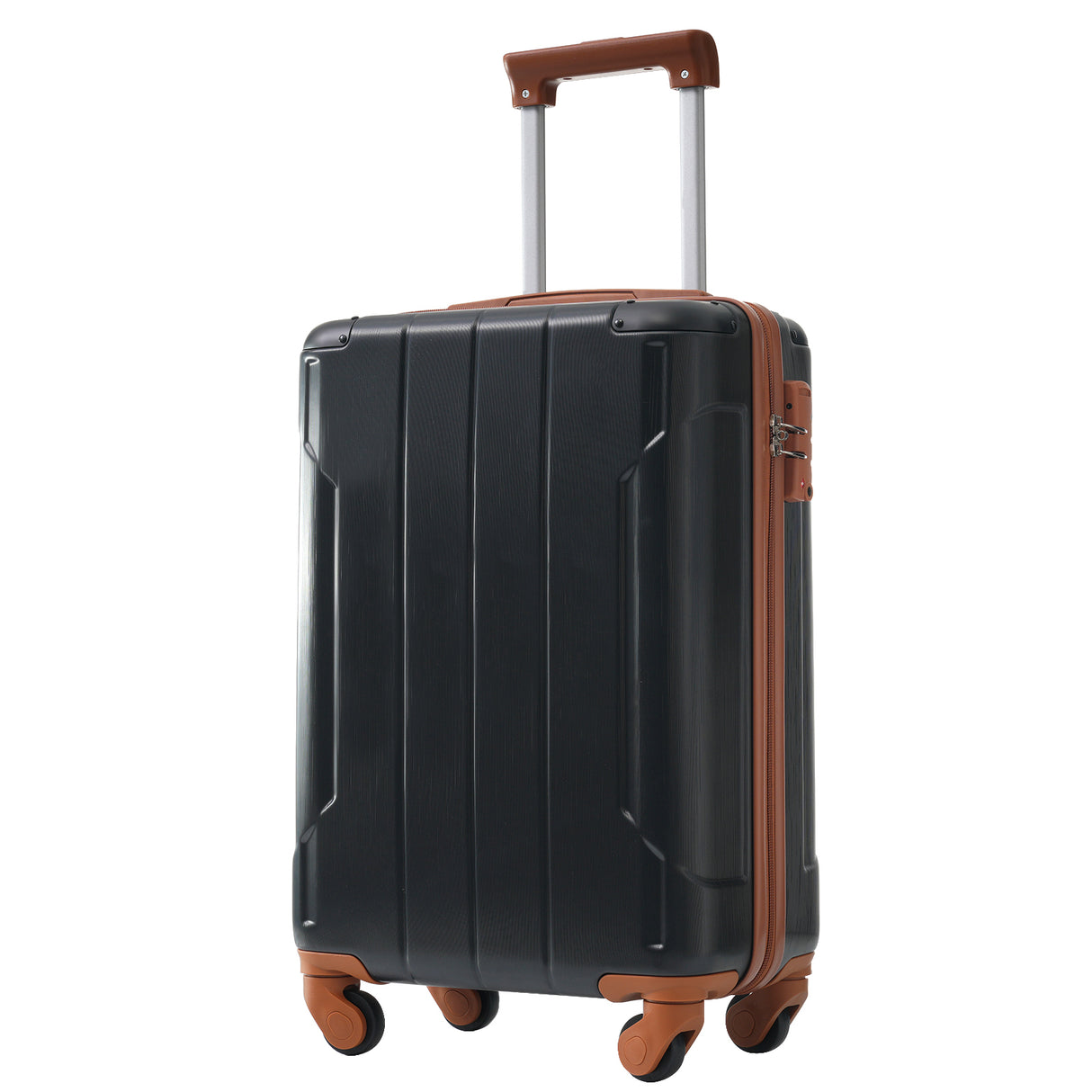 Hard shell luggage set 6-piece luggage set, expandable lightweight wheeled luggage, TSA lock, black brown - V.I.P Digital Presence