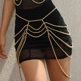 Minimalist party butterfly corset chain women's body chain imitation pearl tassel waist chain shoulder chain jewelry - V.I.P Digital Presence