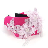 Hand embroidered three-dimensional simulation crystal flower headband pearl headband - V.I.P Digital Presence