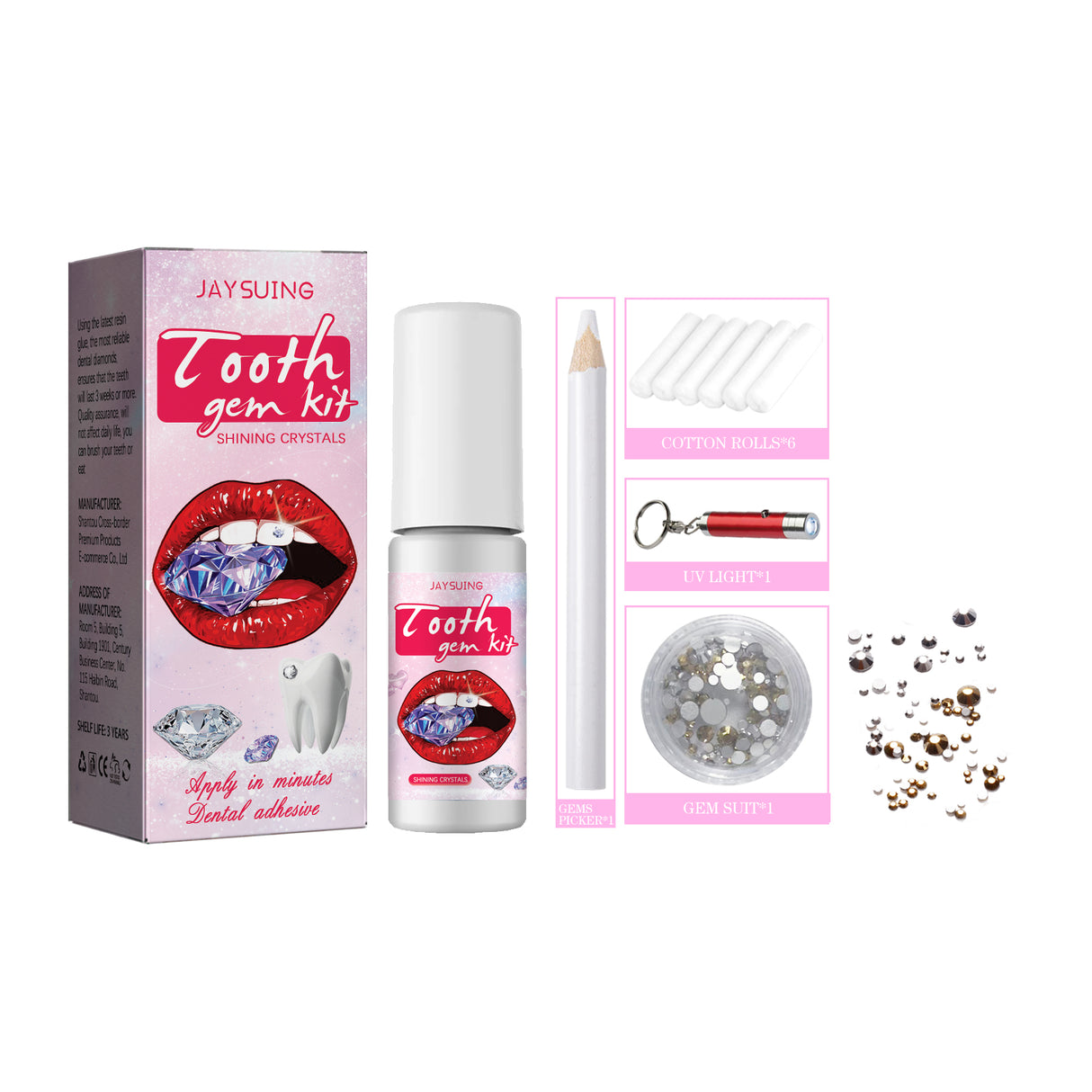 Tooth Gem Kit, Accessories Easy To Remove And Install Crystal Dental Drill Tooth Embellish Glitter Stick - V.I.P Digital Presence