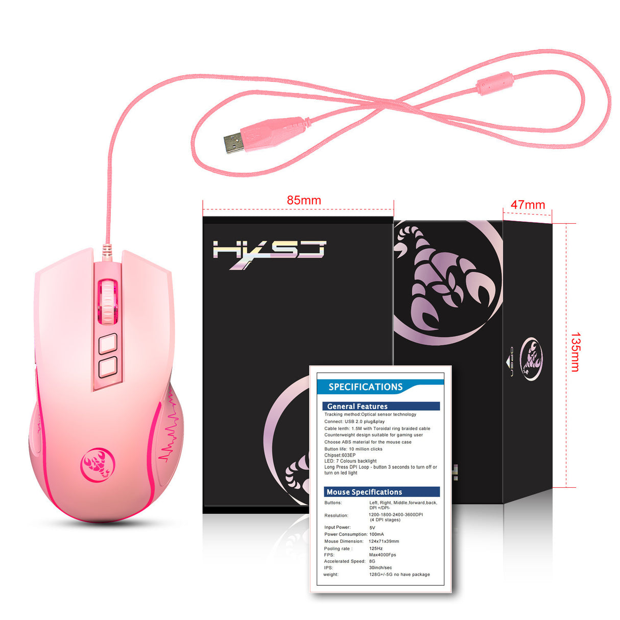 X100 wired gaming mouse with colorful glowing e-sports office mouse adjustable 3600dpi - V.I.P Digital Presence