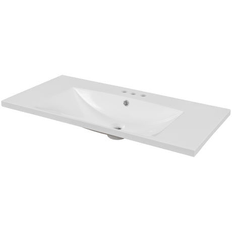 36" Single Bathroom Vanity Top with White Basin, 3-Faucet Holes, Ceramic, White - V.I.P Digital Presence