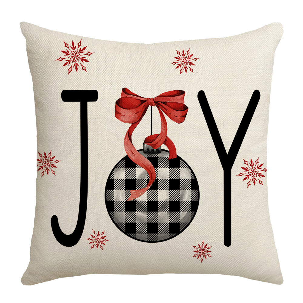 Grid Christmas linen pillowcase, Christmas tree snowflake home decoration pillowcase, sofa cushion pillowcase - V.I.P Digital Presence