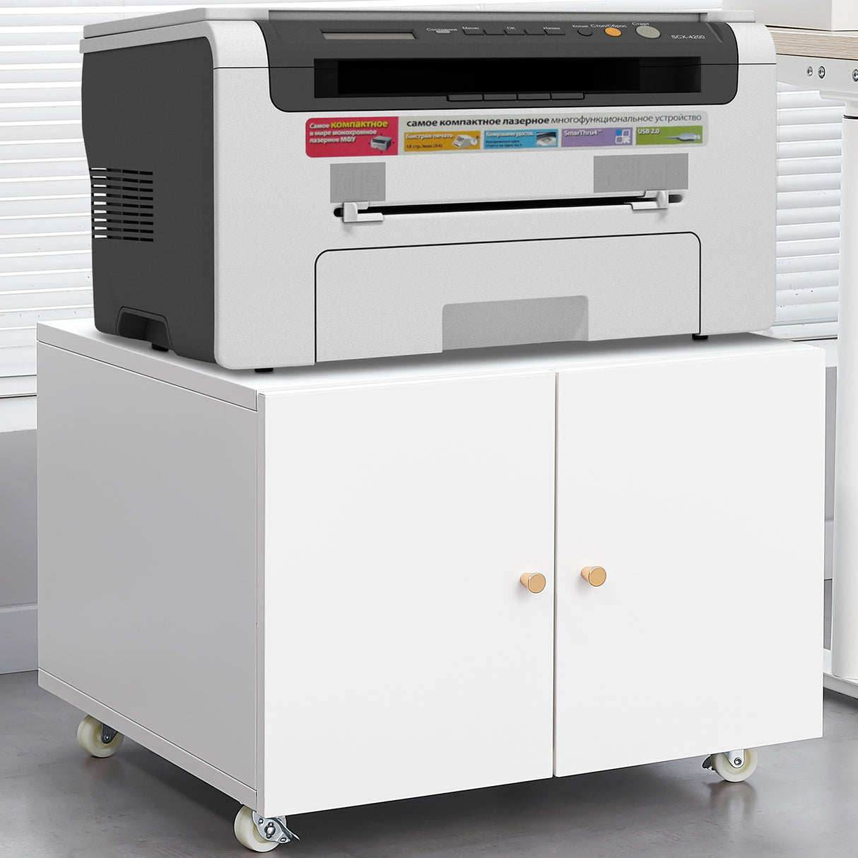 Office furniture Copier Cabinet white mobile pedestal file Printer Stand - V.I.P Digital Presence
