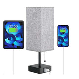 Linen 90 square desk lamp zipper switch three color temperature variable light A+C USB charging - V.I.P Digital Presence