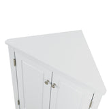 White Triangle Bathroom Storage Cabinet with Adjustable Shelves, Freestanding Floor Cabinet for Home Kitchen - V.I.P Digital Presence