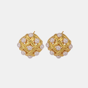 Copper Shell Pearl Stud Earrings - V.I.P Digital Presence