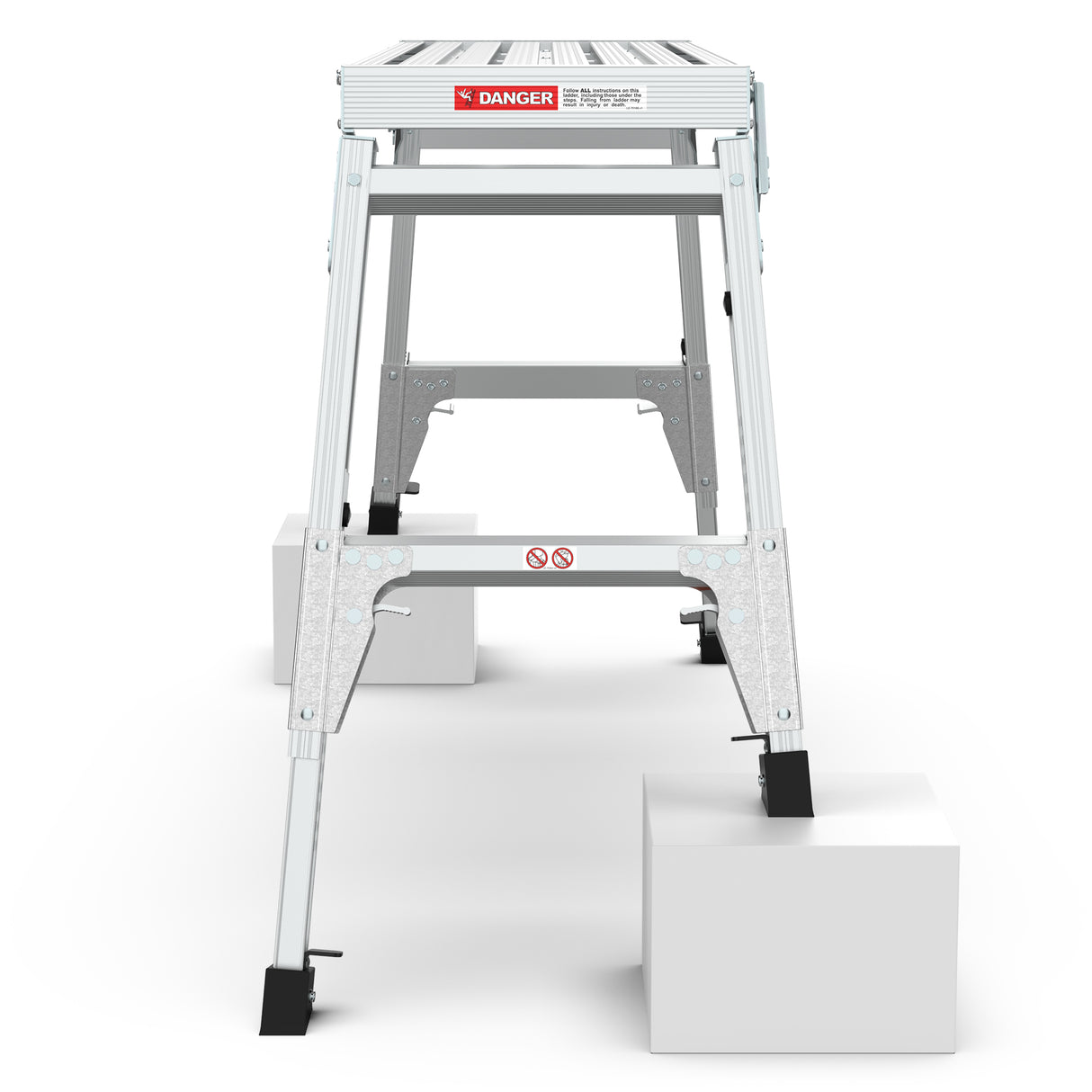Aluminum Work Platform Large Size Step Stool Folding Portable Work Bench 40" Width Telescopic Feet 22" -27.5" Height Adjustable - V.I.P Digital Presence