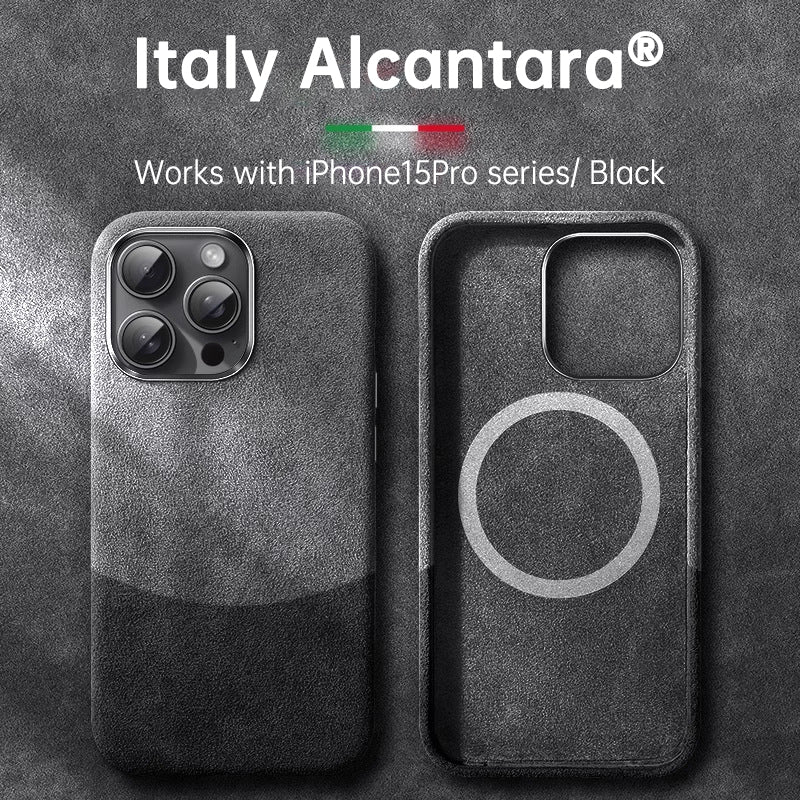 Italian Alcantara Case for iPhone 15 Pro Max Business Leather Phone Back Cover for iPhone 13 Pro Max Magnets - V.I.P Digital Presence