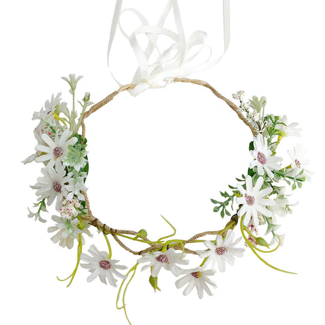Fresh flower garland headwear hand woven fabric small daisy flower spring fairy outdoor hair accessory - V.I.P Digital Presence