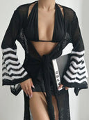 Solid color sexy knitted beach bikini swimsuit cover up sun protection suit - V.I.P Digital Presence