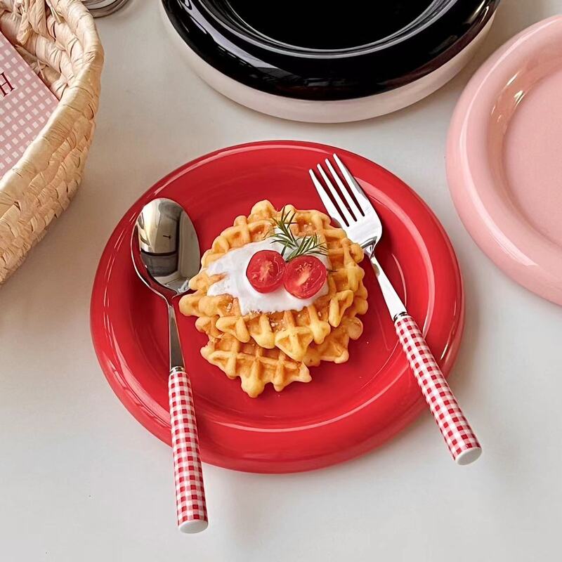 Ins - style Round Ceramic Food Plates. Thick - edged, creative Nordic tableware. Ideal for dessert, steak, pasta. - V.I.P Digital Presence