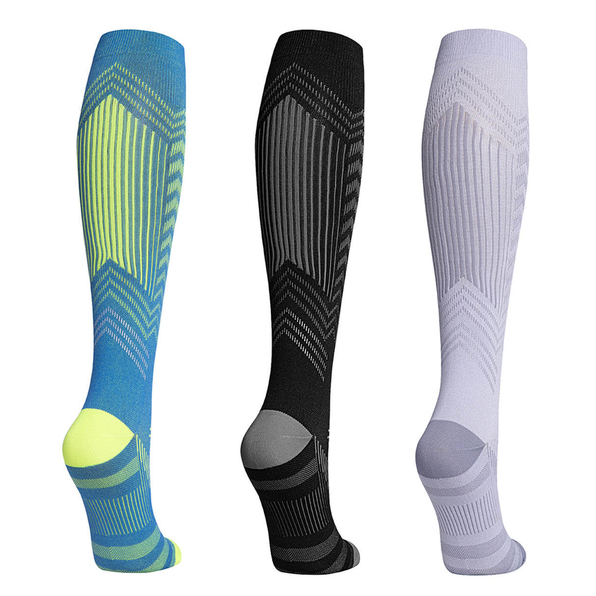 Calcetines de presión deportivos profesionales, calcetines altos para correr, saltar la cuerda, calcetines de compresión para ciclismo con rayas reflectantes por la noche