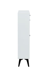 Shoe Cabinet , Shoe storage shelves, metal leg, White - V.I.P Digital Presence