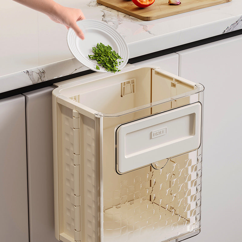 Kitchen folding trash can wall hanging large caliber leftovers bin transparent thickened folding trash can - V.I.P Digital Presence