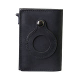 Leather Sliding Wallet Bi-Fold Credit Card Wallet Automatic Pop-Up Card Holder With Air Tag Protective Sleeve - V.I.P Digital Presence