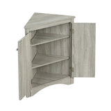 Oak Triangle Bathroom Storage Cabinet with Adjustable Shelves, Freestanding Floor Cabinet for Home Kitchen - V.I.P Digital Presence