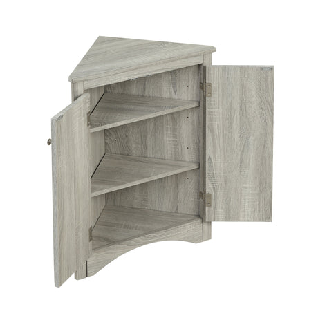 Oak Triangle Bathroom Storage Cabinet with Adjustable Shelves, Freestanding Floor Cabinet for Home Kitchen - V.I.P Digital Presence