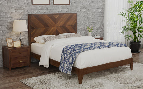 Mid-Century Modern Platform Bed Wood Slat Support with No Box Spring Needed,Full, Walnut - V.I.P Digital Presence