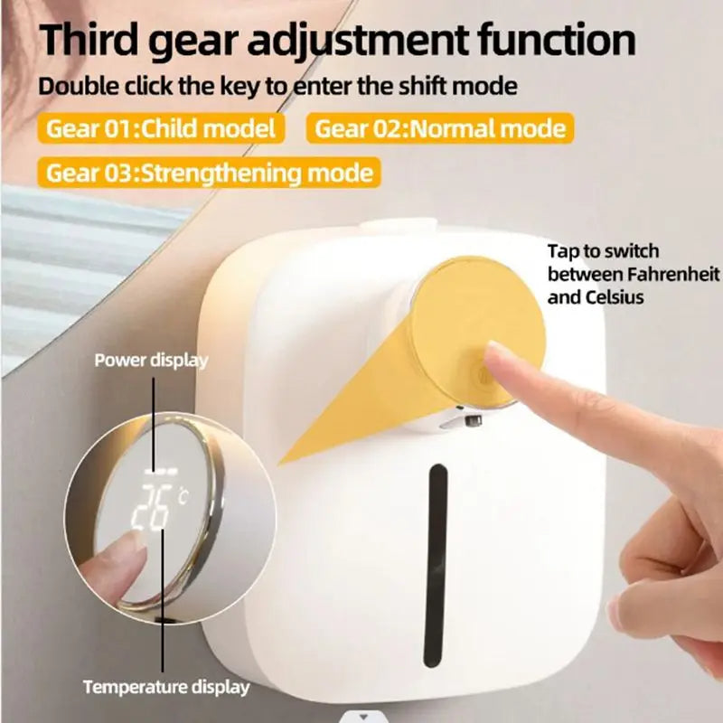 Wall-mounted Automatic Soap Dispenser Multifunctional Infrared Sensor LED Digital Display Touchless Foam USB Rechargeable - V.I.P Digital Presence