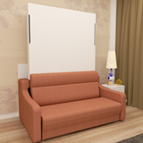 Full size Morden Deisgn vertical Murphy bed with sofa and drawers, white wall bed, space saving hidden bed with new gas pillars - V.I.P Digital Presence