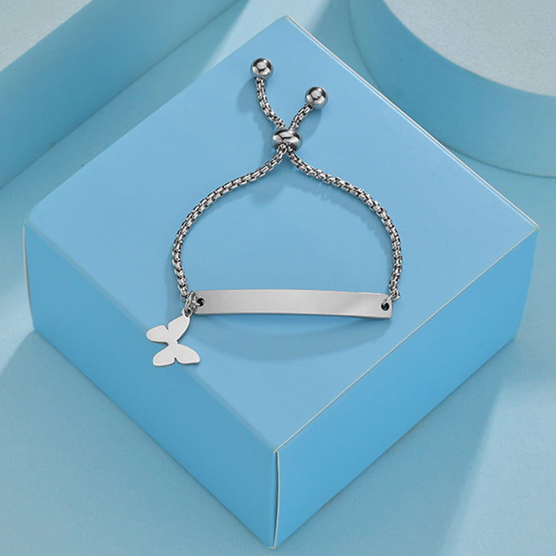 Stainless steel personalized engraved three color curved bracelet simple and personalized women's bracelet - V.I.P Digital Presence