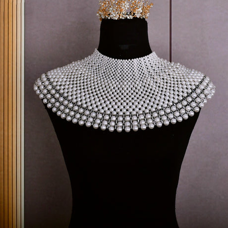 Bridal Shoulder Necklace Fashion Body Chain Pearls Beaded Women Layered Choker Wedding Accessories - V.I.P Digital Presence
