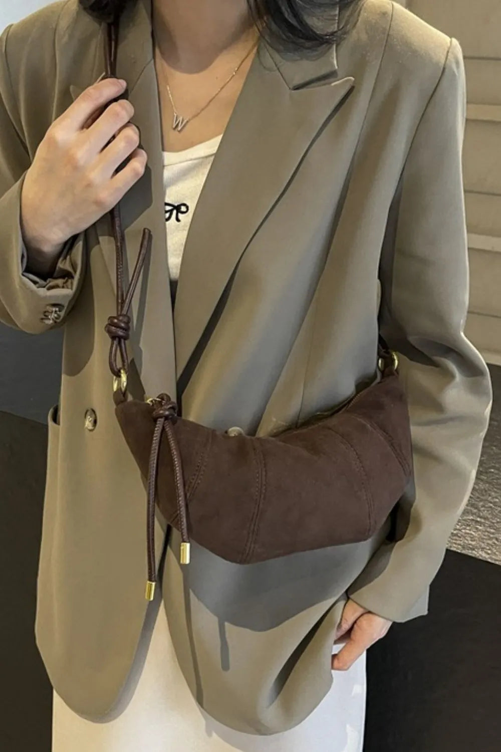 PU Leather Strap Suede Shoulder Bag - V.I.P Digital Presence