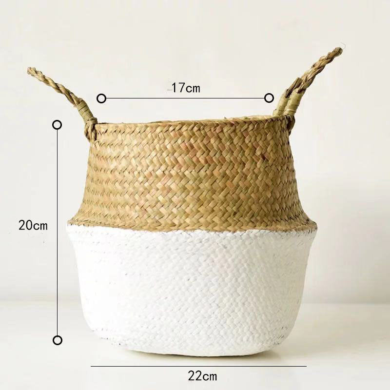 Scandinavian Style Wicker Handbasket Flower Pot Rattan Weave Plant Grass Woven Floor Folding Wicker Basket Weaving - V.I.P Digital Presence