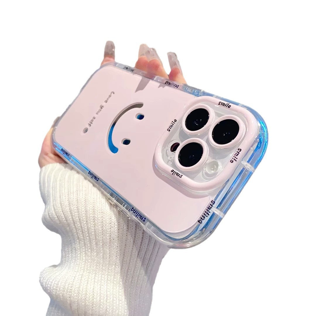 Mirror cream case suitable for Apple 16 Promax phone case with painted smiling face on iPhone 14/13 - V.I.P Digital Presence