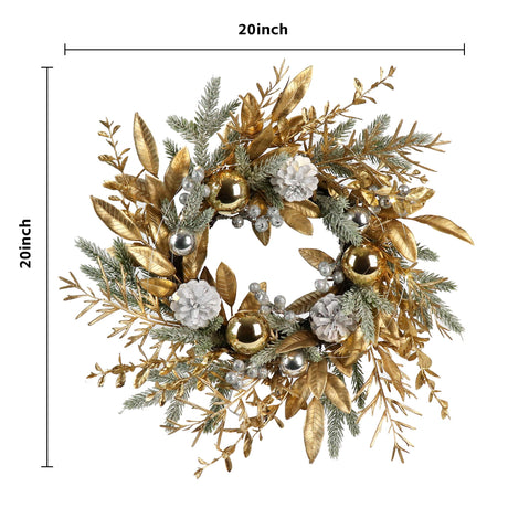 Christmas Wreath 20 Inch Christmas Door Decorations Wreath with Warm Lights - V.I.P Digital Presence