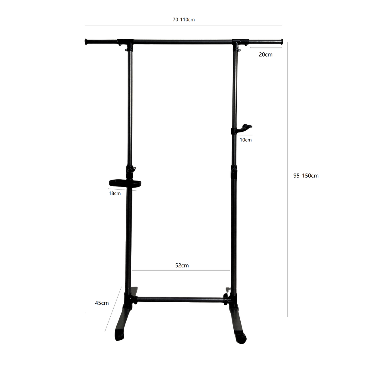 Short clothes hanger with chassis and wheels, heavy-duty rolling clothes hanger, black - V.I.P Digital Presence