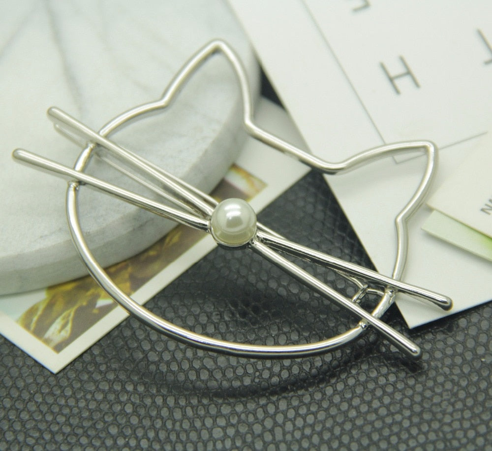 Fashion Hollow Cute Cat Hair Pin Imitation Pearl Hairpin Hair Side Clip Hair Accessories Hair Barrette For Women Girl Gifts - V.I.P Digital Presence