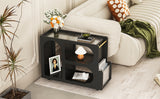 Stylish mobile desk with lockable wheels,bedside table with 5mm thick grooved tempered glass and gold round bars ，black - V.I.P Digital Presence