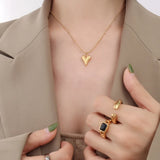 Fashionable and minimalist heart-shaped necklace with titanium steel plated 18K real gold necklace - V.I.P Digital Presence
