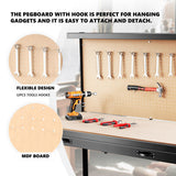 63" Tools Cabinet Working Tables Workbench Tool Storage Workshop Table with Drawers and Pegboard - V.I.P Digital Presence