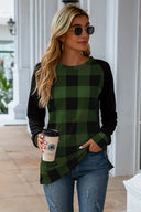 Plaid Round Neck Long Sleeve T-Shirt - V.I.P Digital Presence