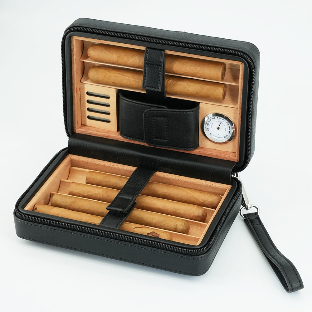 Cigar Box Zipper Pack 6-pack Convenient Cigar Box Cigarette Box Smoking Accessories Cedar Wood Material Set - V.I.P Digital Presence