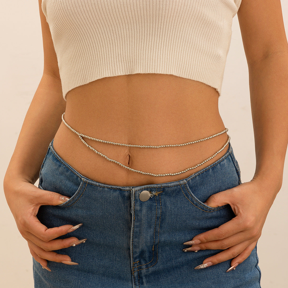 Simple and versatile, personalized and sexy double-layer pearl waist chain, body chain - V.I.P Digital Presence