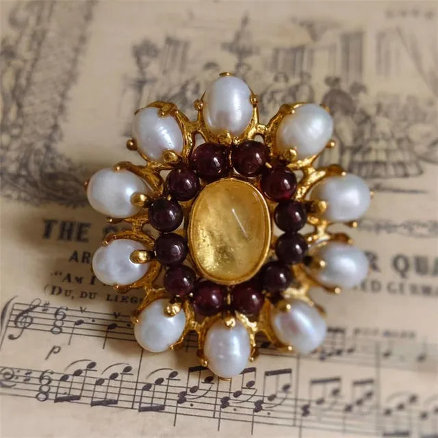 Vintage Natural Baroque Pearl Open Rings Crystal Stone Brass Metal Ring for Women Jewelry Luxury High Quality New Gifts France - V.I.P Digital Presence