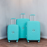 Expandable Hardshell Suitcase Double Spinner Wheels PP Luggage Sets Lightweight Durable 3-Piece Set (20/24/28) , Lake Blue