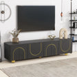 U-Can modern TV stand is suitable for TVs under 75 inches and comes with a storage cabinet top marble pattern and circular stand - V.I.P Digital Presence