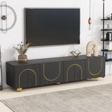 U-Can modern TV stand is suitable for TVs under 75 inches and comes with a storage cabinet top marble pattern and circular stand - V.I.P Digital Presence
