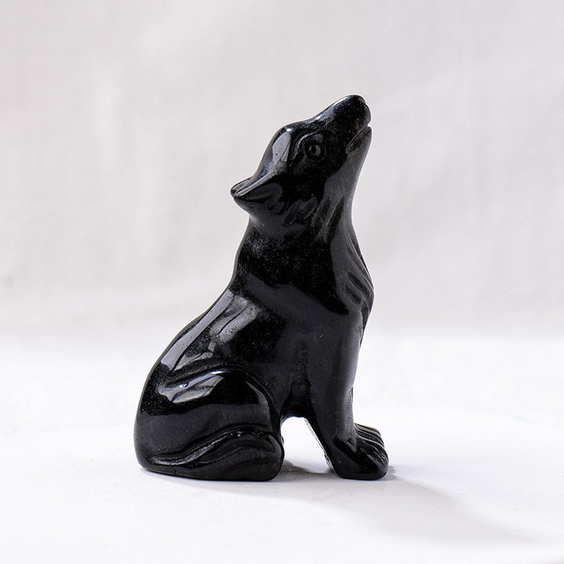 Natural crystal wolf cub carving piece, crystal animal raw stone, mineral specimen, home decoration ornament - V.I.P Digital Presence